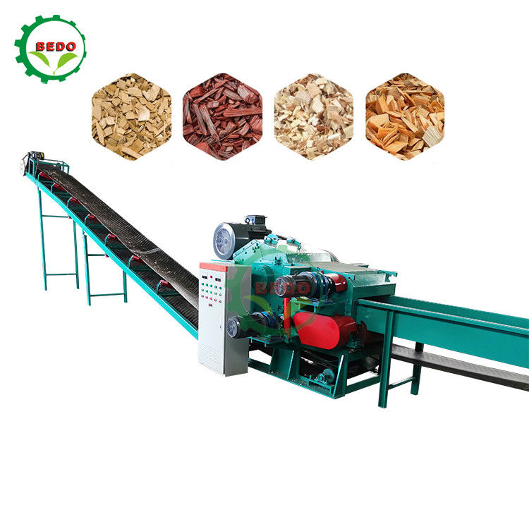 เครื่องทำเศษไม้ไม้ไผ่ไฟฟ้า 380V 8-10T / H Chipper ประเภทกลองอุตสาหกรรม