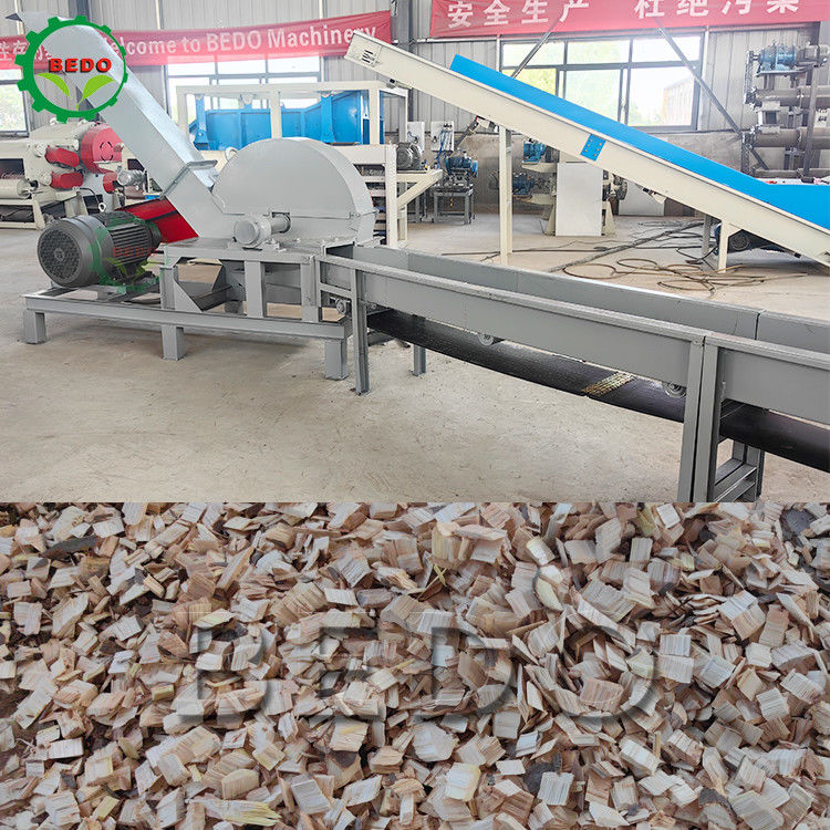 37KW ป่าไม้ เครื่องฉีกไม้ เครื่องขนส่งอาหาร 25-35mm ชิปชนิด Drum Shredder